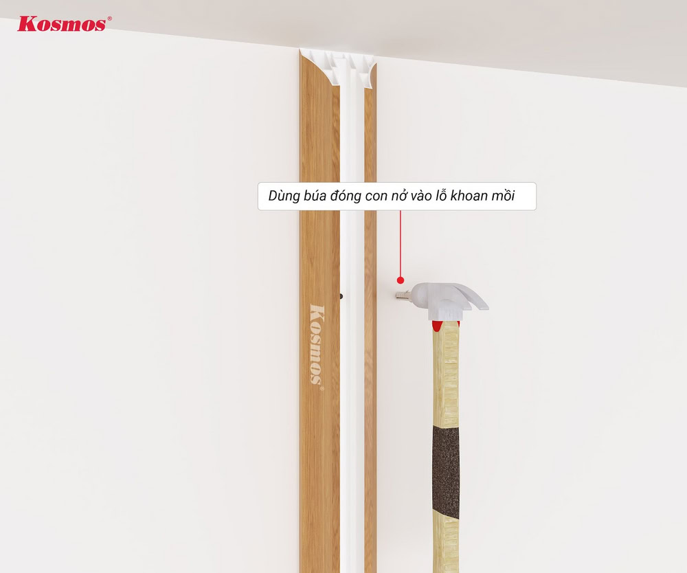 Đóng tắc kê vào các lỗ khoan