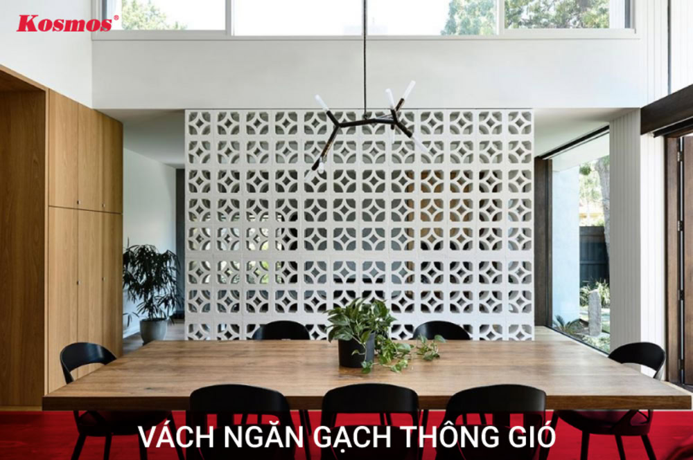 Gạch bông gió giúp ngăn không gian nhưng vẫn giữ được sự thông thoáng