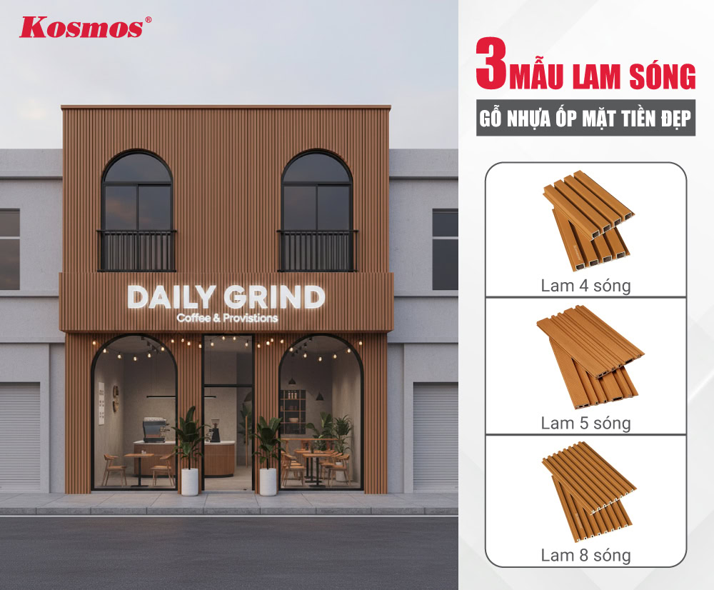 Gỗ nhựa ốp mặt tiền trang trí ngoại thất Gỗ nhựa ốp mặt tiền trang trí ngoại thất