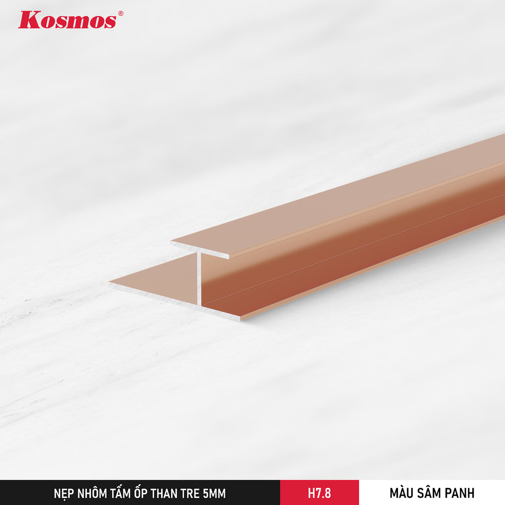 H7.8-SP là nẹp nối tấm ốp than tre 5mm màu sâm panh