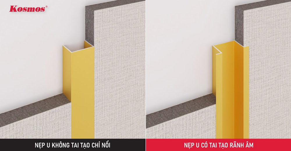 Hiệu ứng thẩm mỹ nẹp U có tai và không tai khác nhau Hiệu ứng thẩm mỹ nẹp U có tai và không tai khác nhau