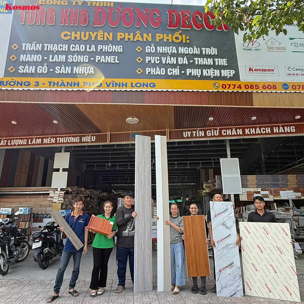 រូបភាពបង្ហាញពីហាង Duong Decor ក្នុងទីក្រុង Vinh Long ដែលលក់ផលិតផល Kosmos។