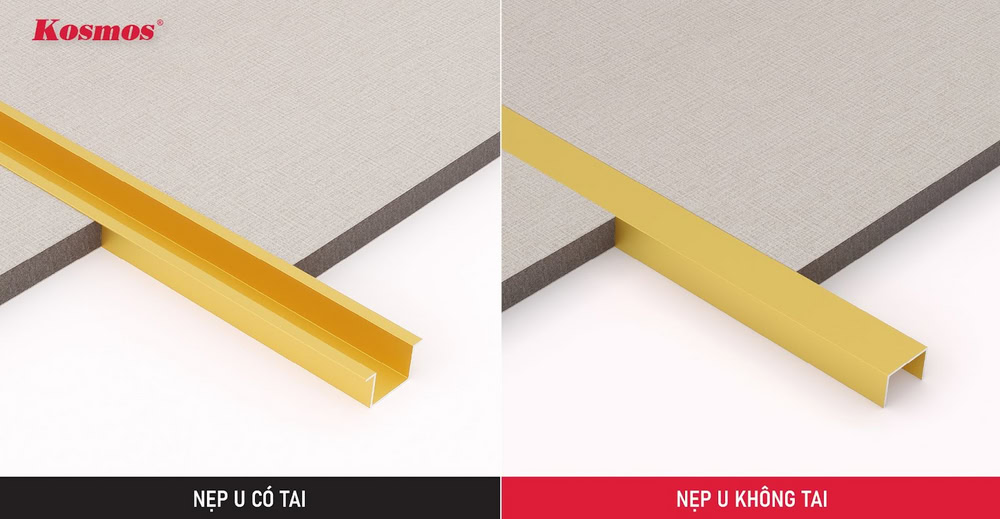 Hình dáng nẹp U có tai và không tai khác nhau Hình dáng nẹp U có tai và không tai khác nhau