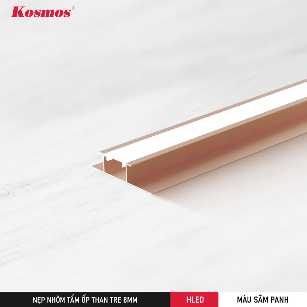 HLED-SP is a champagne colored LED H-shaped connector for 8mm bamboo charcoal panels