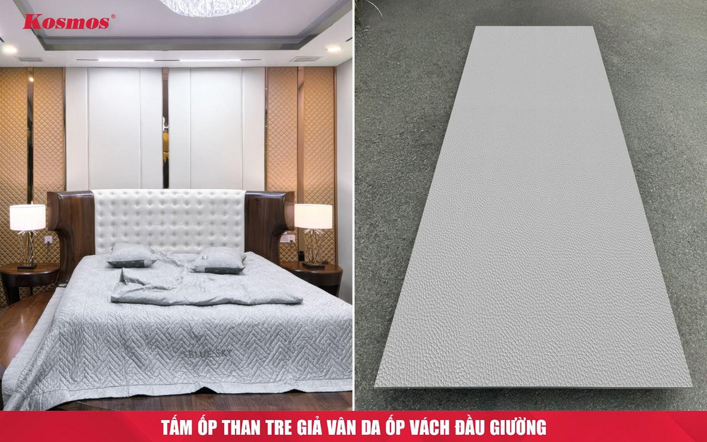 Tấm ốp than tre giả vân da ốp vách đầu giường Tấm ốp than tre giả vân da ốp vách đầu giường