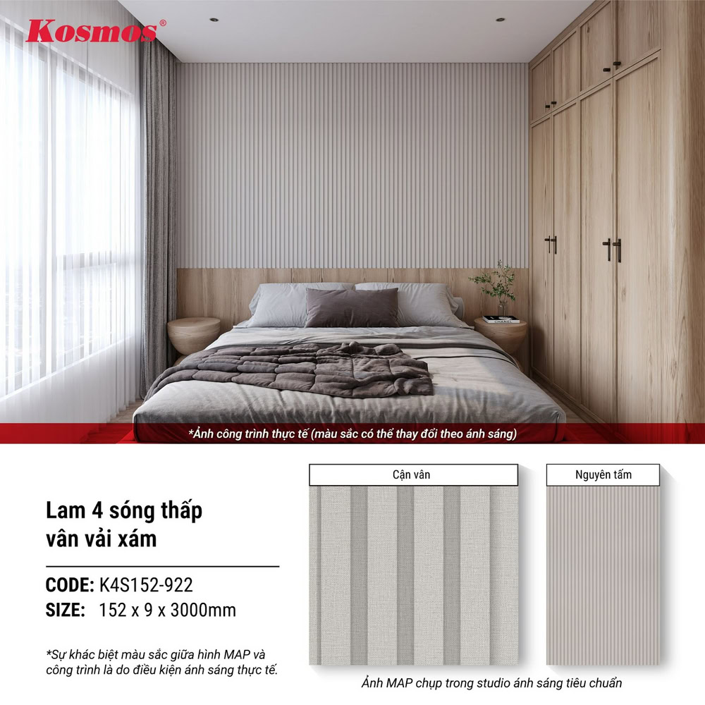 Khách hàng có thể tham khảo bảng thông tin sau đây để có cái nhìn tổng quan về sản phẩm: Lam 4 sóng thấp K4S152-922