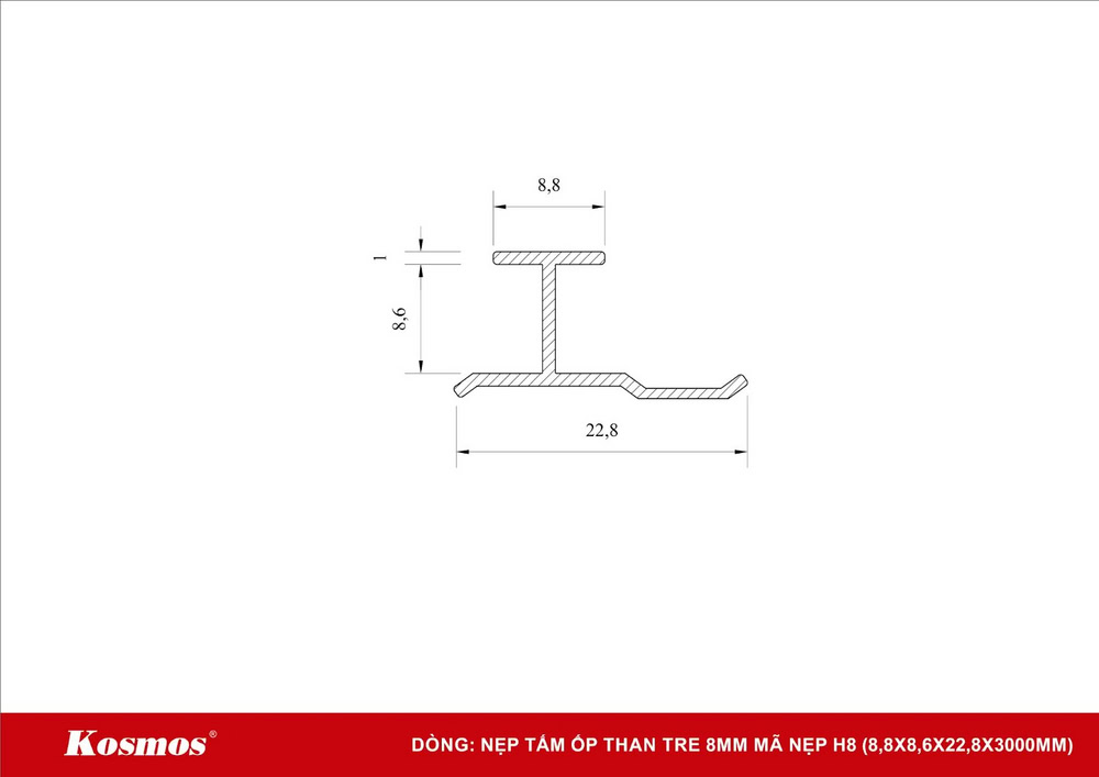 Size of H8 strip connecting 8mm bamboo charcoal panel