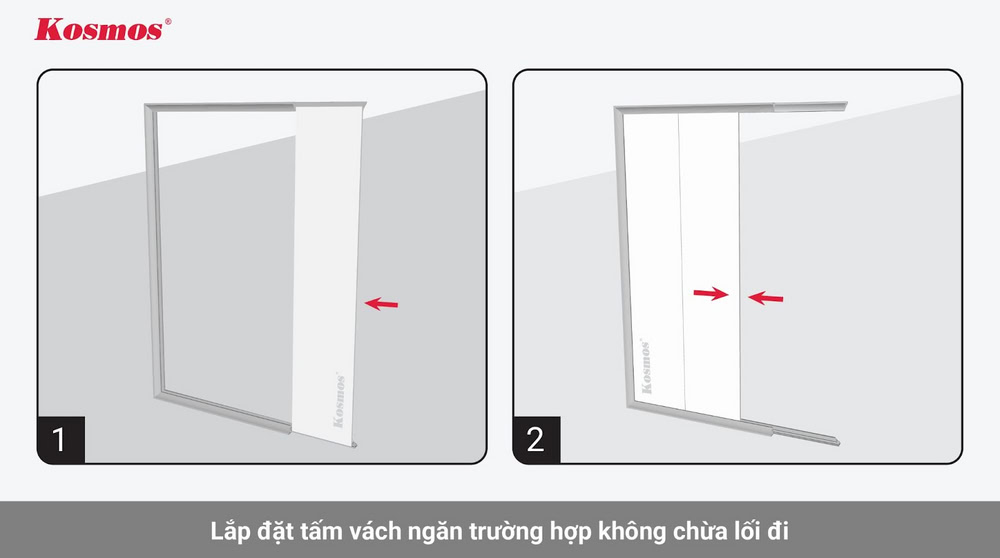 Lắp lần lượt các tấm vách ngăn vào rãnh khung