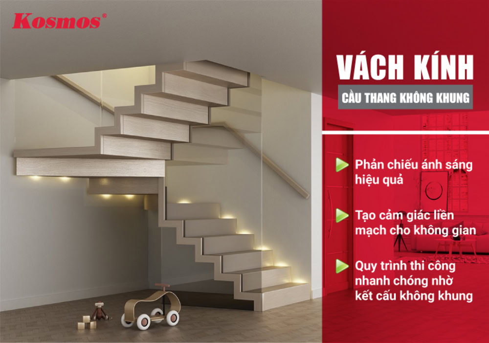 Lợi ích nổi bật khi lựa chọn vách kính cầu thang không khung Lợi ích nổi bật khi lựa chọn vách kính cầu thang không khung