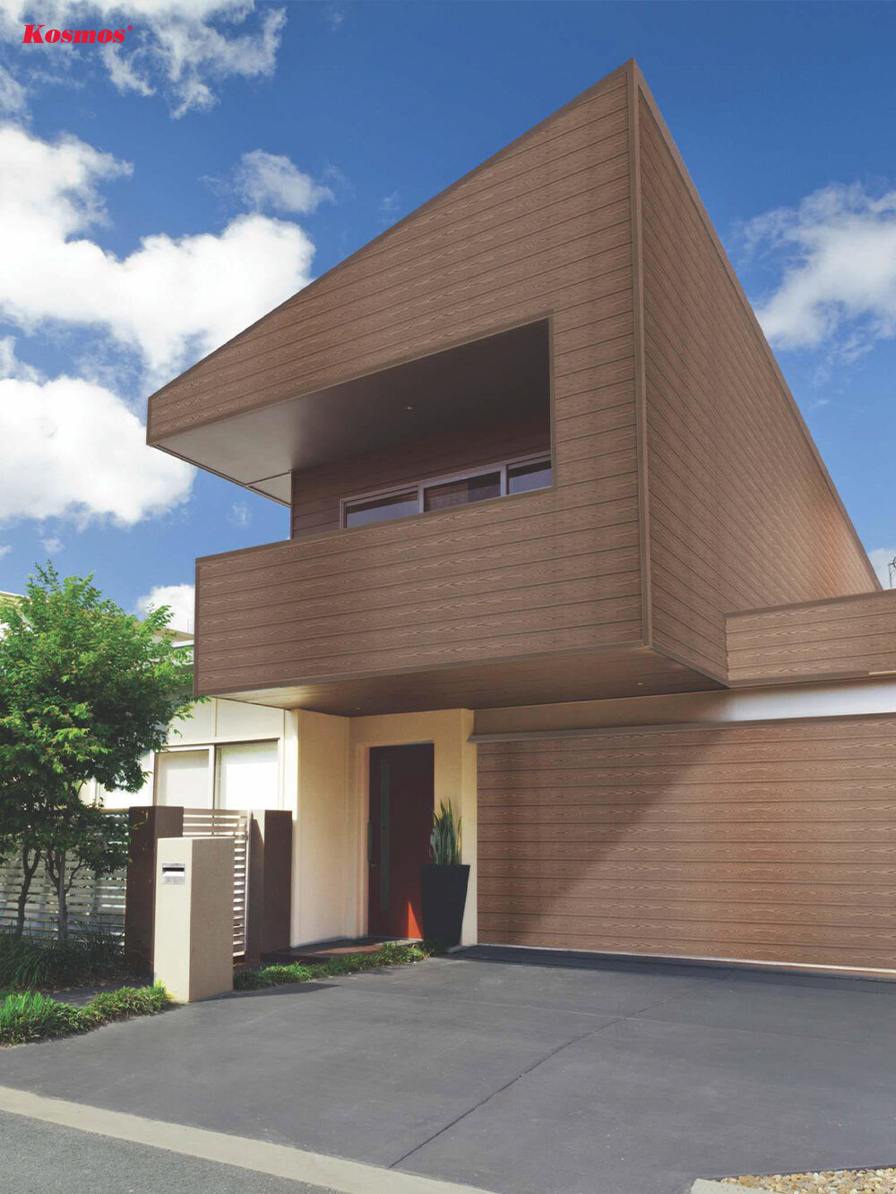 Mặt tiền ốp gỗ nhựa toàn bộ gỗ nhựa ngoài trời biên dạng phẳng