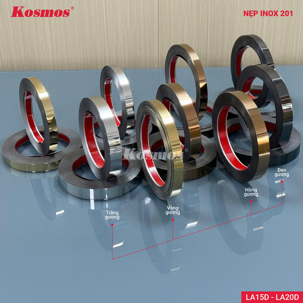 Color de la tira de acero inoxidable LA 201 con Kosmos pre-encolado