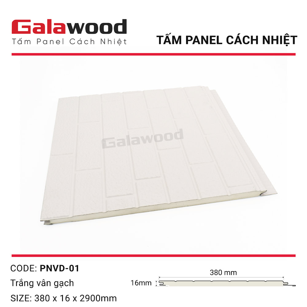 Mẫu tấm panel cách nhiệt vân gạch trắng PNVD-01