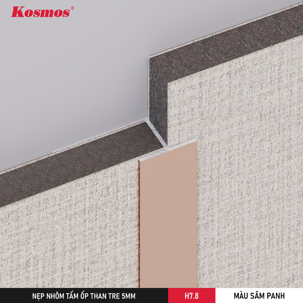 Nẹp H7.8-SP dùng để cố định tấm ốp than tre 5mm tại điểm nối