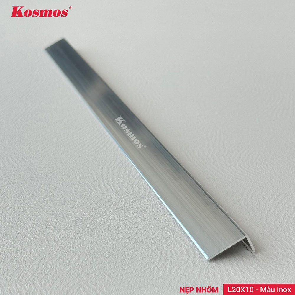 Nẹp L nhôm màu inox mã L20X10-I