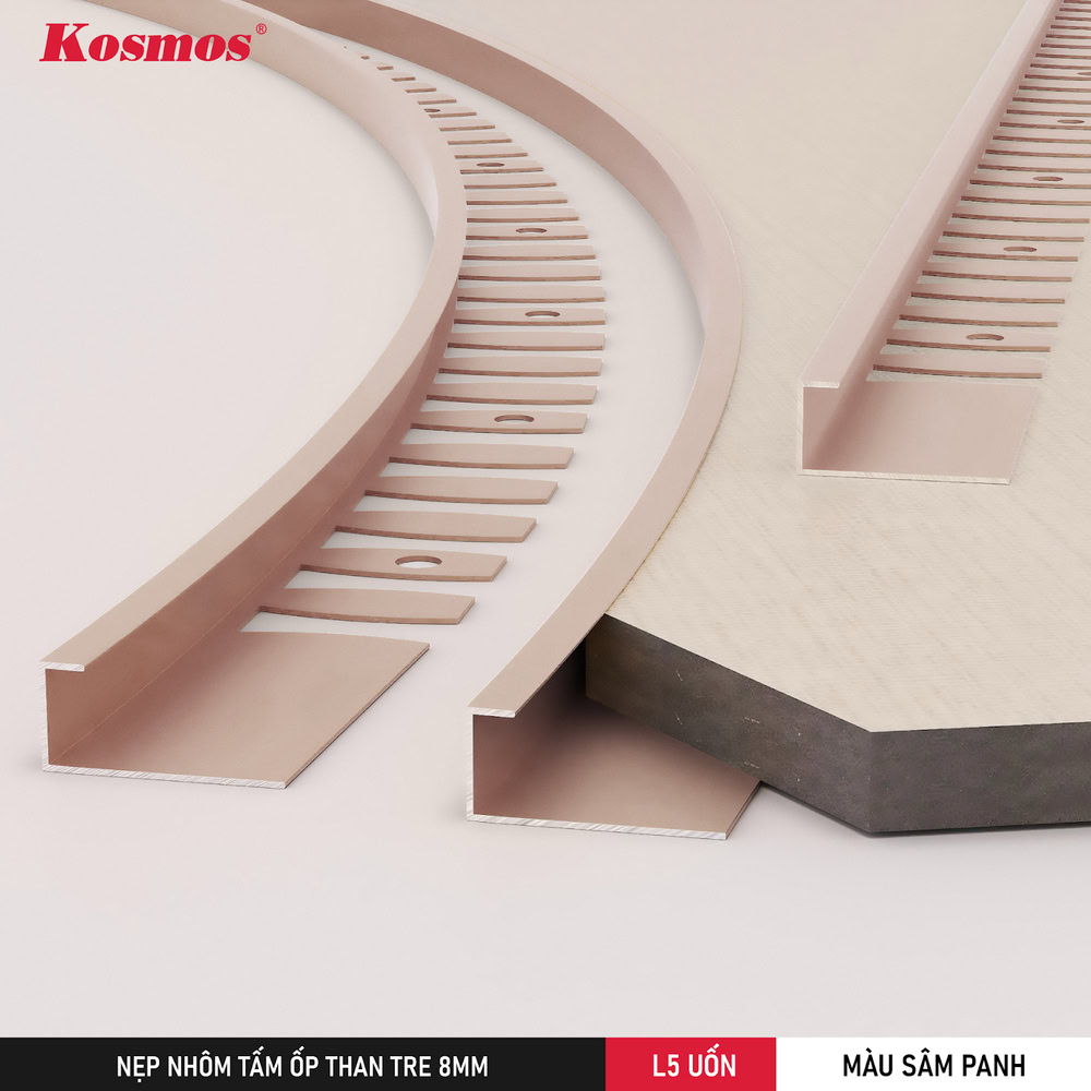 L5 BENDED champagne color edge protector covers the cut edge, protects and creates a decorative border for the bamboo charcoal panel
