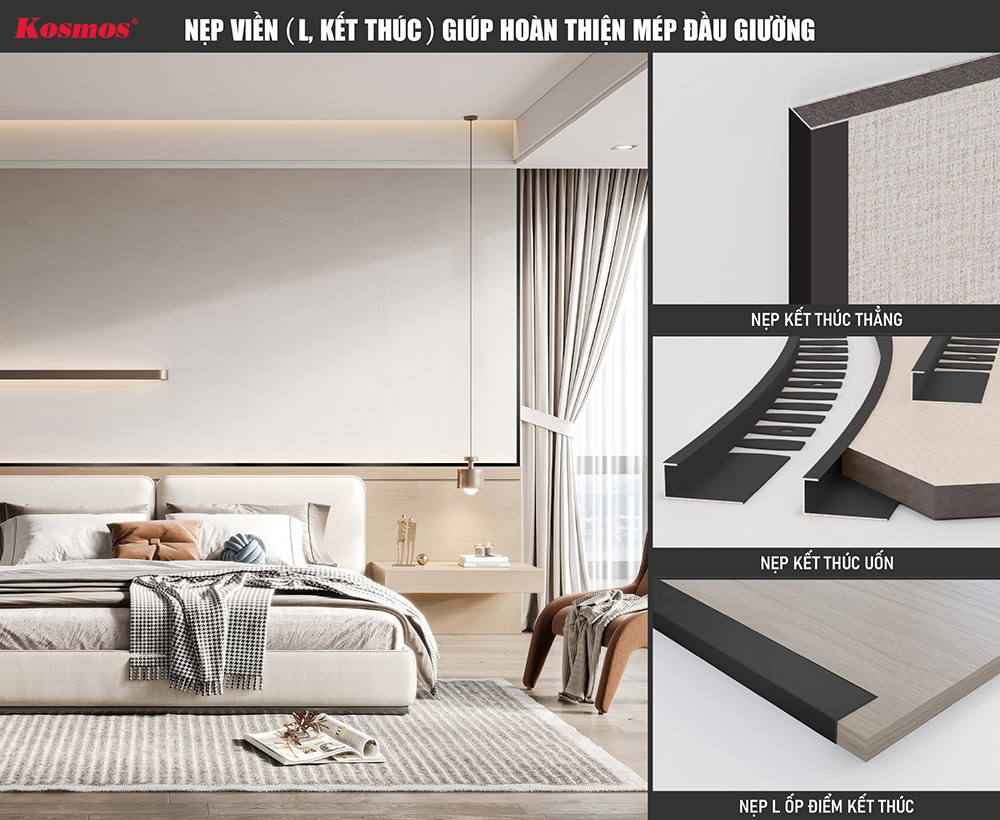 Nẹp viền (L, kết thúc) giúp hoàn thiện mép đầu giường Nẹp viền (L, kết thúc) giúp hoàn thiện mép đầu giường