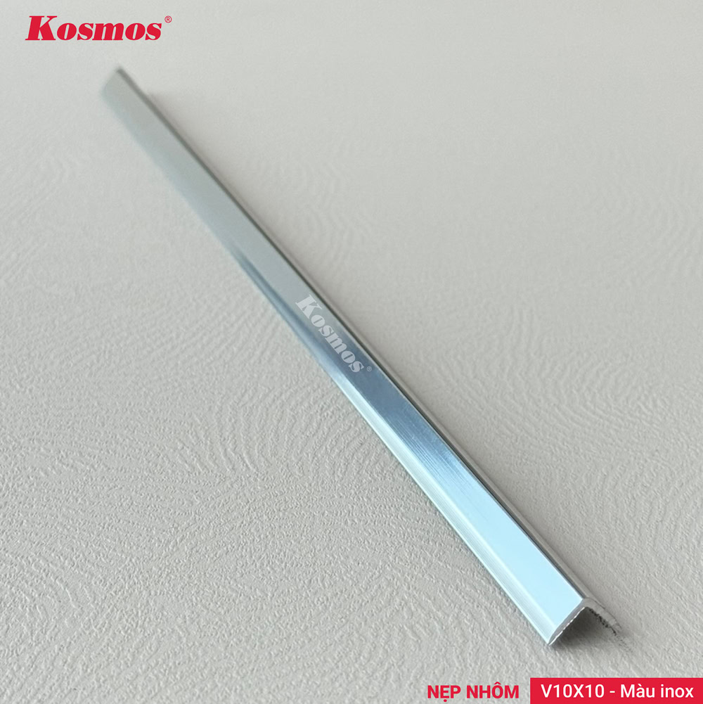 Nẹp V nhôm 10x10mm màu inox Nẹp V nhôm 10x10mm màu inox