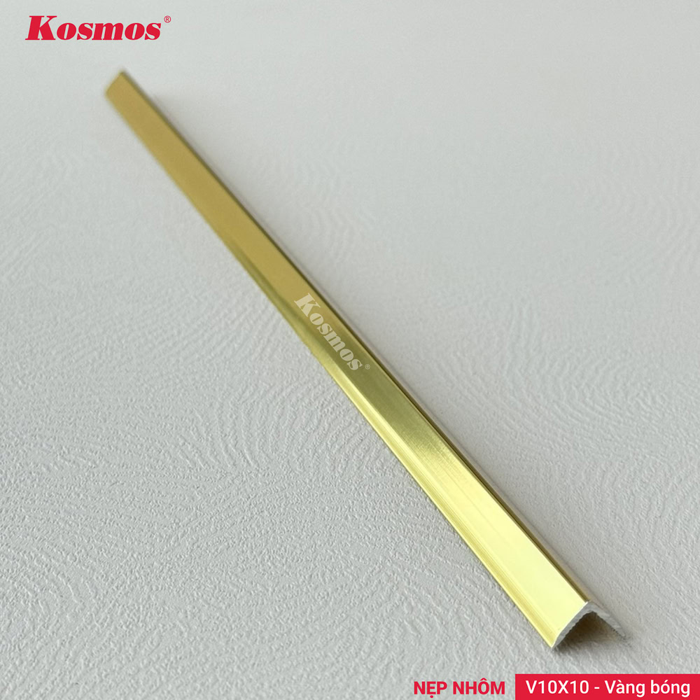 Nẹp V nhôm 10x10mm màu vàng bóng Nẹp V nhôm 10x10mm màu vàng bóng