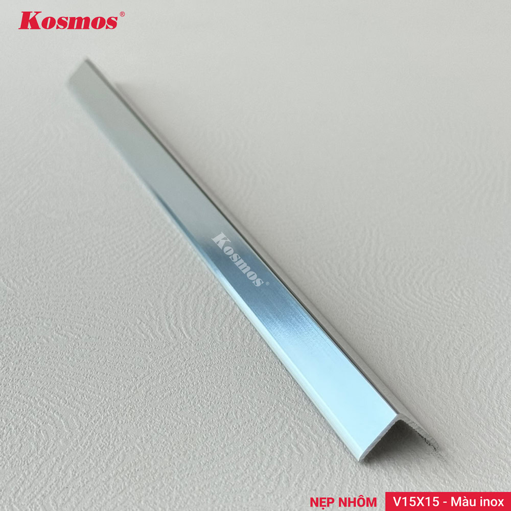 Nẹp V nhôm 15x15mm màu inox Nẹp V nhôm 15x15mm màu inox