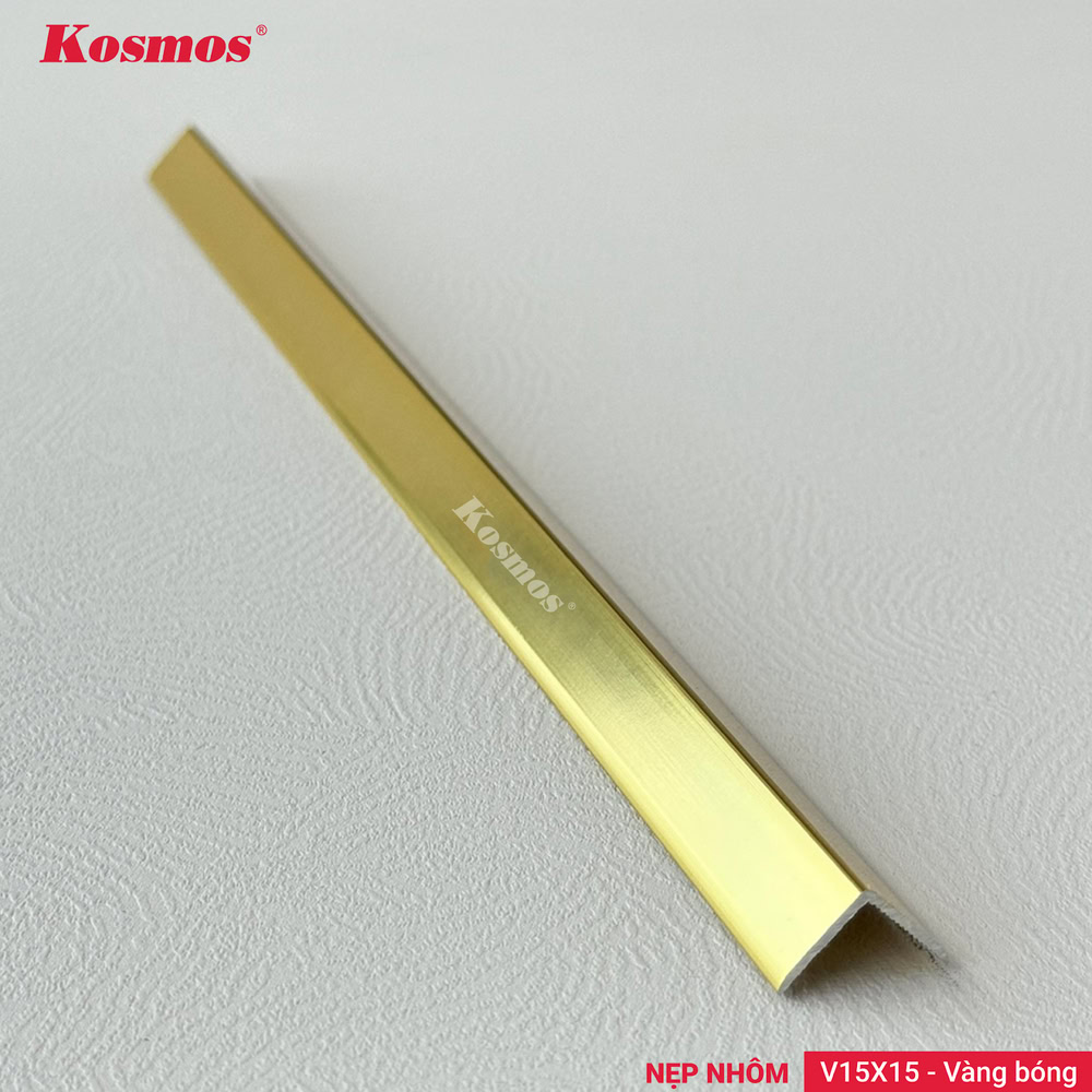 Nẹp V nhôm 15x15mm màu vàng bóng Nẹp V nhôm 15x15mm màu vàng bóng