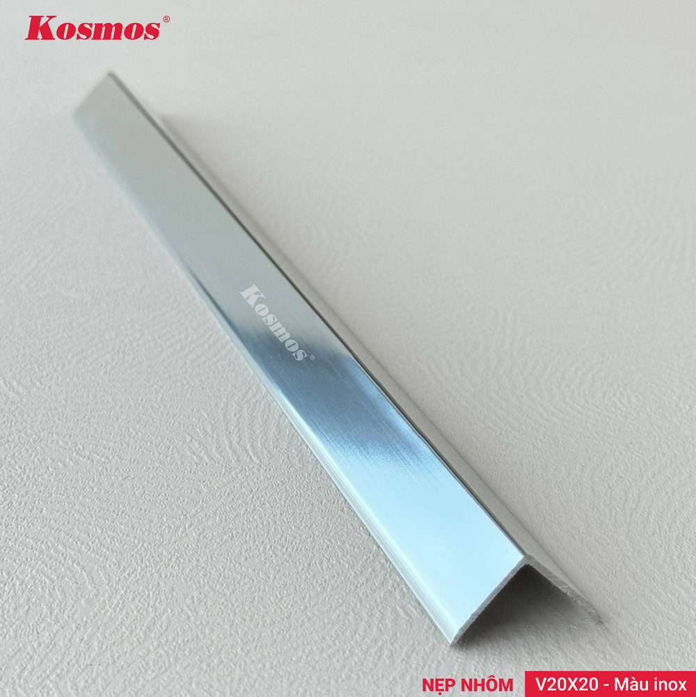 Nẹp V nhôm 20x20mm màu inox Nẹp V nhôm 20x20mm màu inox
