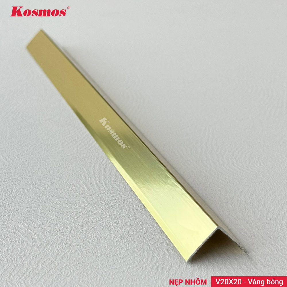 Nẹp V nhôm 20x20mm màu vàng bóng Nẹp V nhôm 20x20mm màu vàng bóng