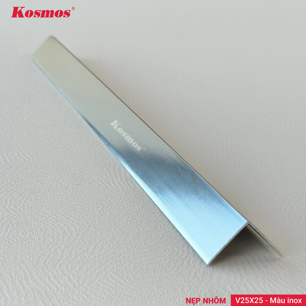 Nẹp V nhôm 25x25mm màu inox Nẹp V nhôm 25x25mm màu inox