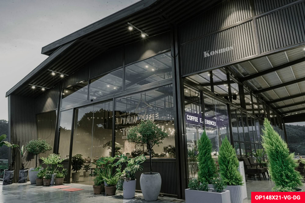 Ốp tấm lam sóng gỗ nhựa cho quán cà phê được thực hiện bởi đại lý Đạt Thu