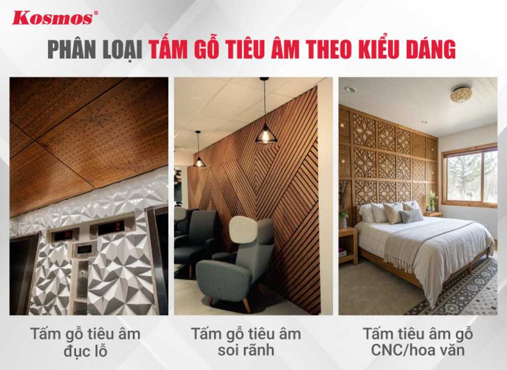Phân loại tấm gỗ cách âm theo kiểu dáng Phân loại tấm gỗ cách âm theo kiểu dáng