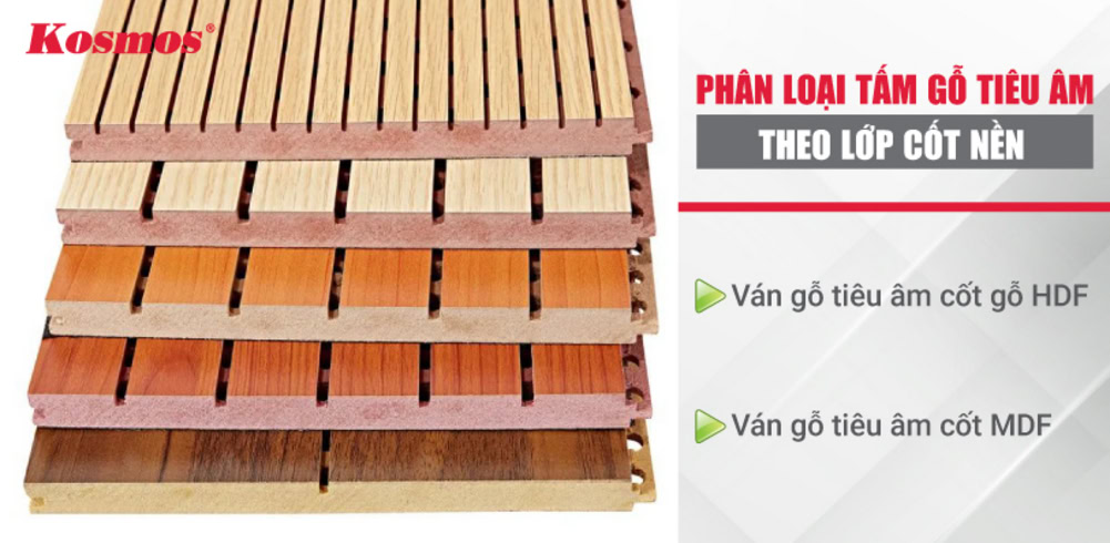 Phân loại tấm gỗ cách âm theo lớp cốt nền Phân loại tấm gỗ cách âm theo lớp cốt nền