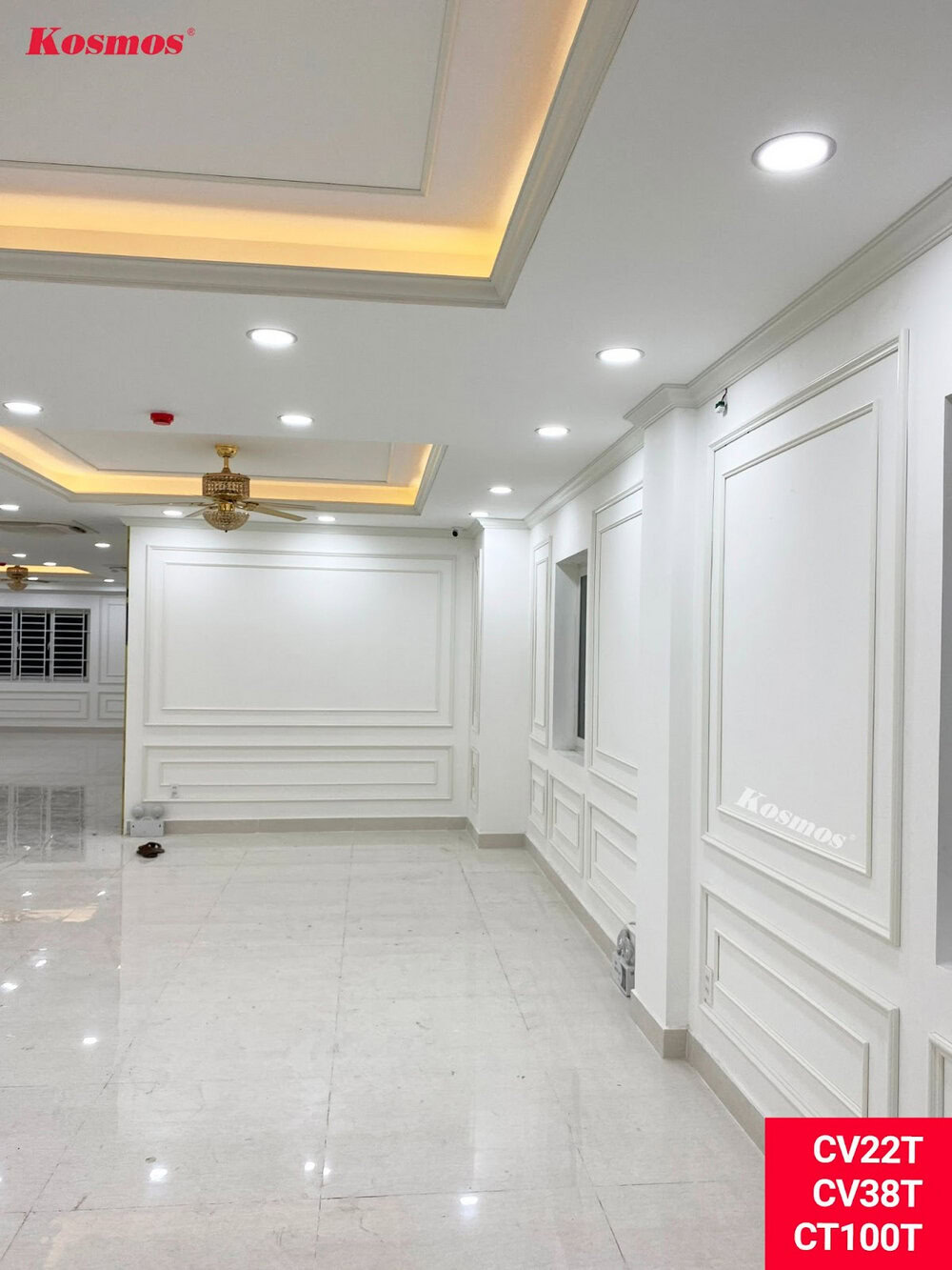 Phào chỉ khung lệch tâm mã CV22T màu trắng trang trí tường