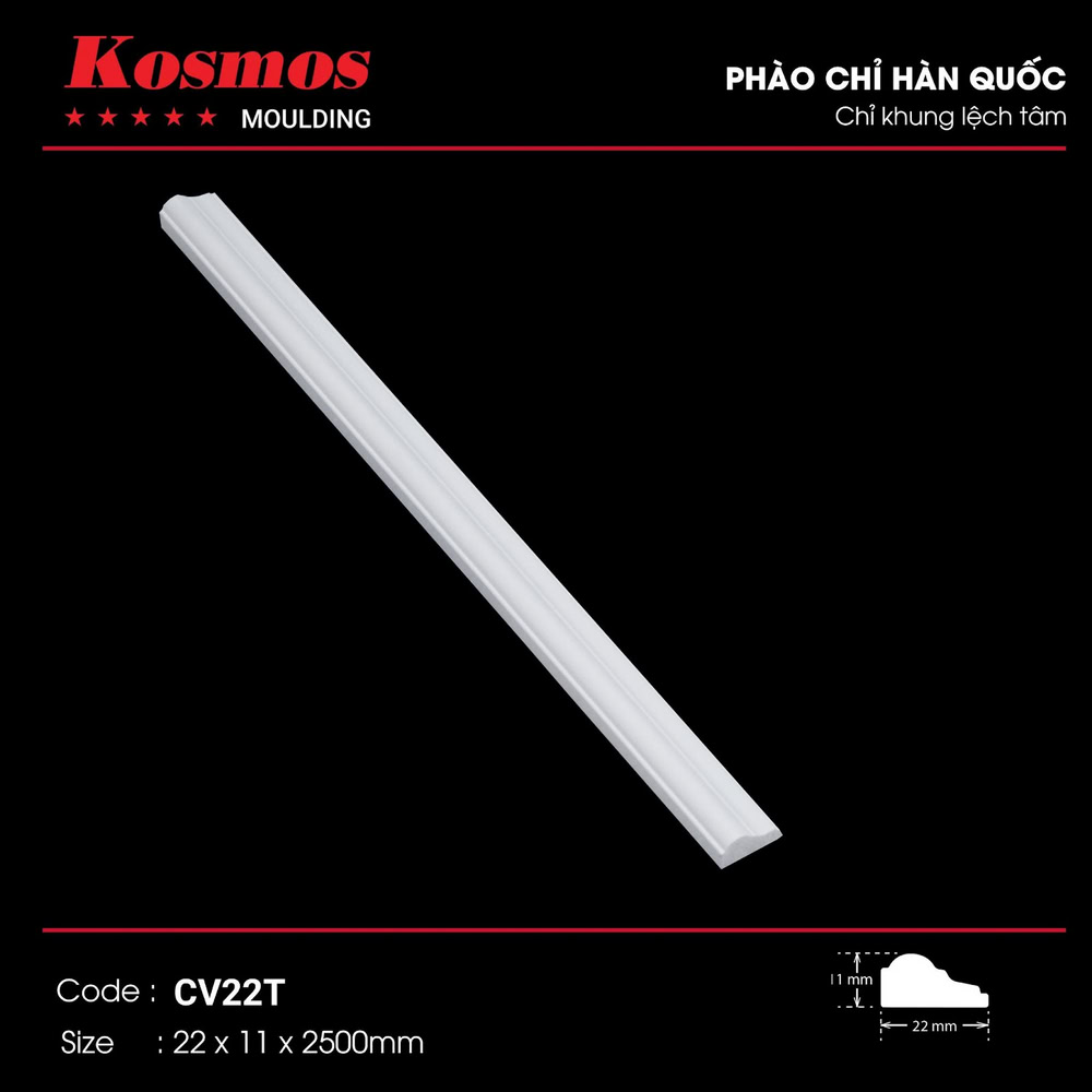 Phụ kiện phào chỉ khung lệch tâm mã CV22T màu trắng