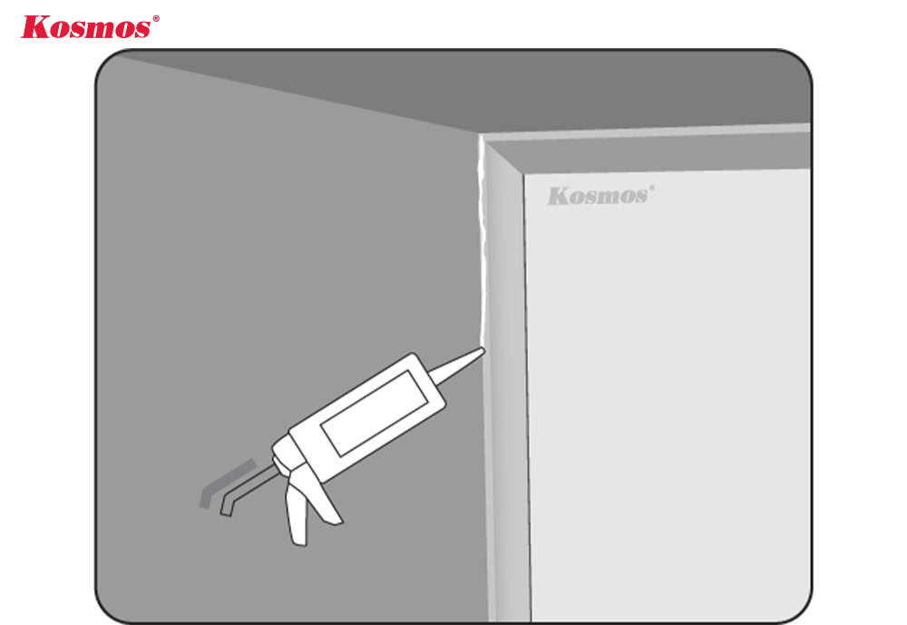 Sử dụng keo silicon để trám và che đi các khe hở nhỏ (giữa chân vách với tường, sàn, trần)