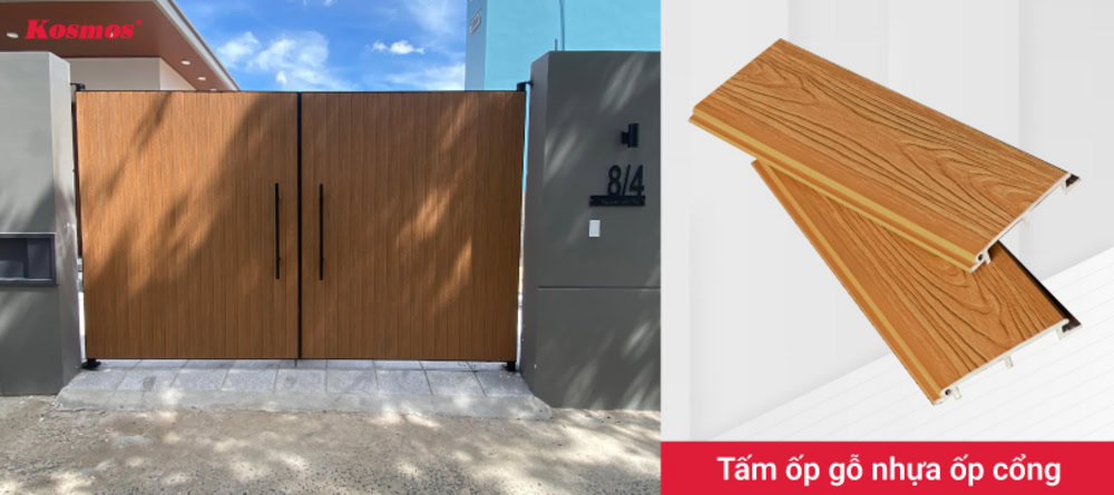 Tấm ốp gỗ nhựa biên dạng phẳng ốp cổng Tấm ốp gỗ nhựa biên dạng phẳng ốp cổng