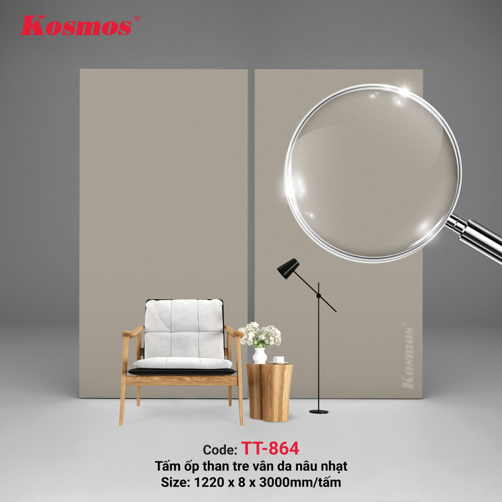 TT-864 là tấm ốp than tre vân da nâu nhạt Kosmos