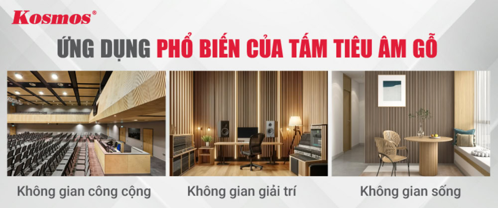 Tấm tiêu âm gỗ được ứng dụng cho 3 không gian là thương mại, giải trí và nhà ở Tấm tiêu âm gỗ được ứng dụng cho 3 không gian là thương mại, giải trí và nhà ở