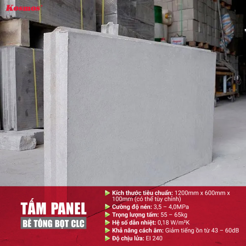 Thông số kỹ thuật của tấm bê tông bọt CLC