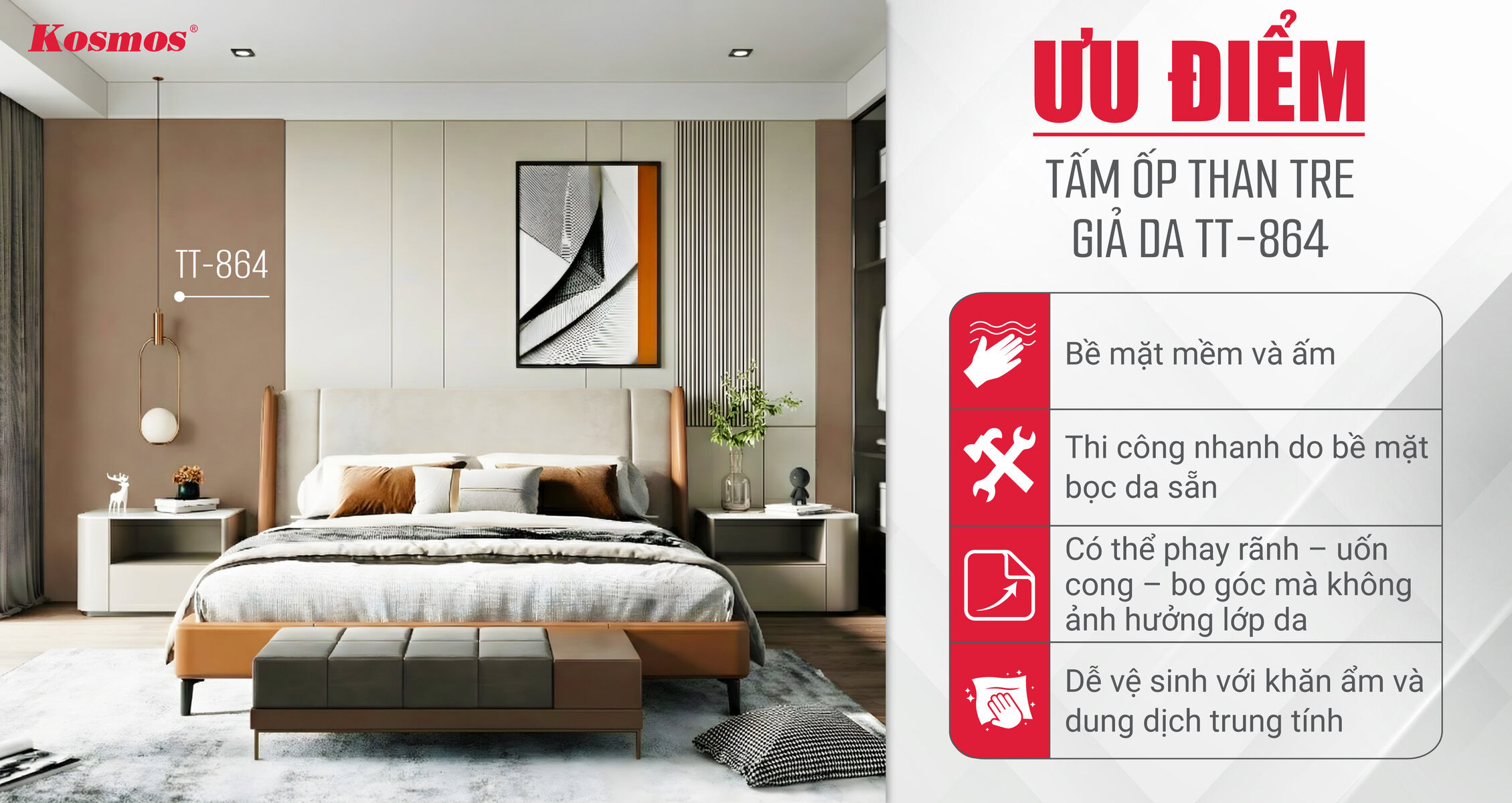 Ưu điểm tấm ốp than tre giả da TT-864