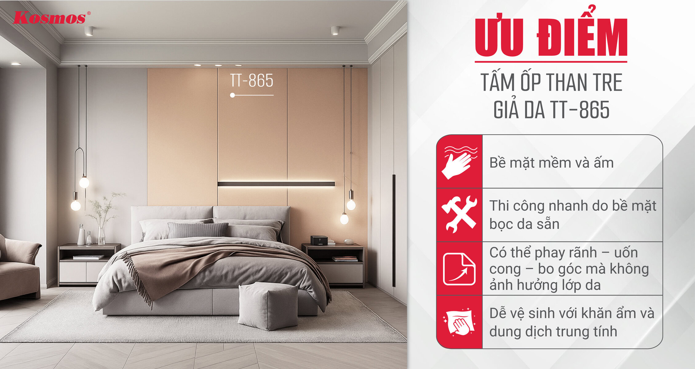 Ưu điểm tấm ốp than tre giả da TT-865