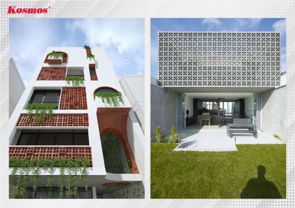 Vách ngăn gạch bông gió ứng dụng mặt ngoài công trình