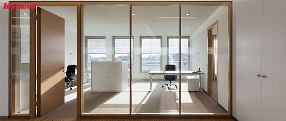Vách ngăn gỗ – kính ứng dụng cho phòng làm việc