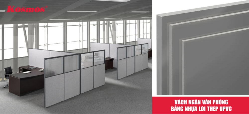 Vách ngăn văn phòng nhựa lõi thép cấu tạo từ thanh profile uPVC cứng Vách ngăn văn phòng nhựa lõi thép cấu tạo từ thanh profile uPVC cứng