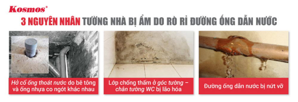 3 nguyên nhân tường nhà bị ẩm do rò rỉ đường ống dẫn nước