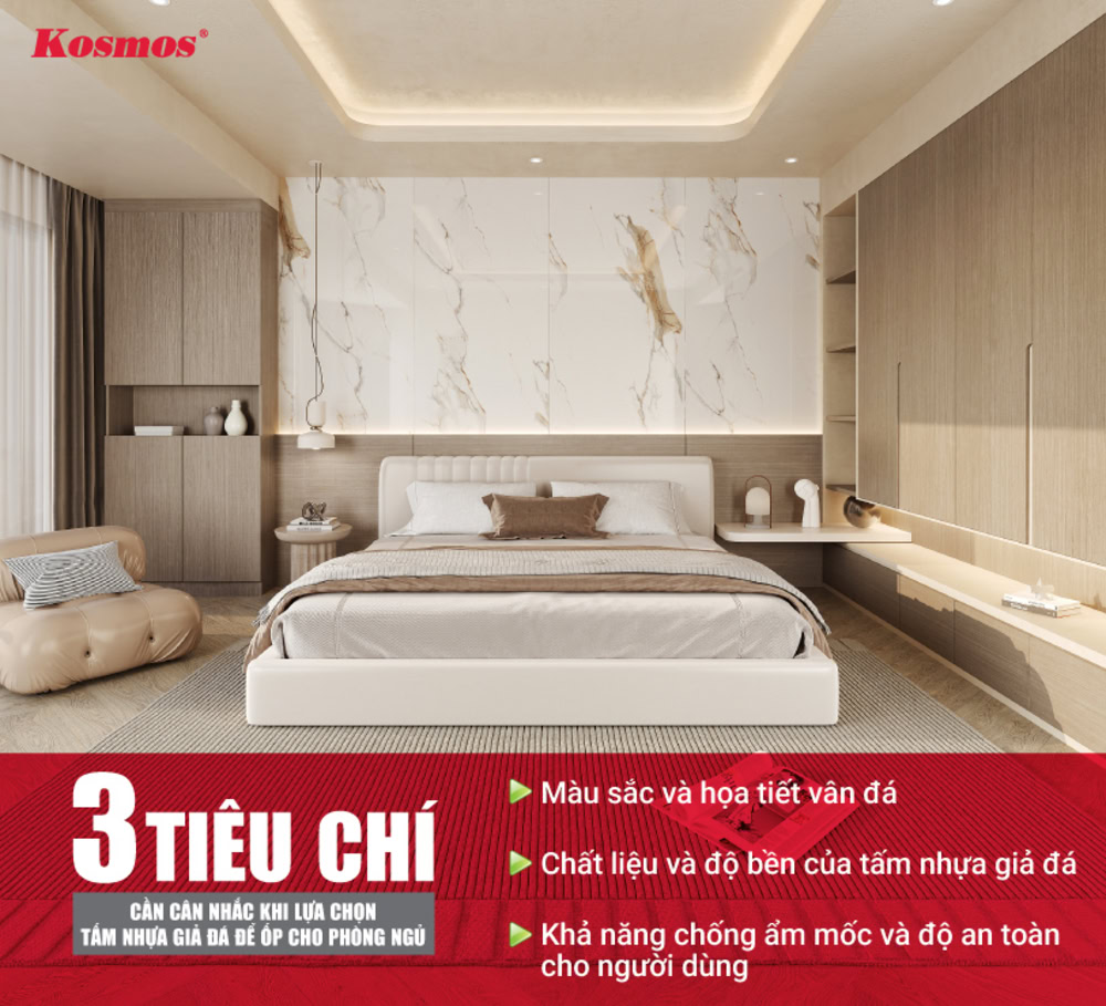 3 tiêu chí cần cân nhắc khi lựa chọn tấm nhựa giả đá để ốp cho phòng ngủ