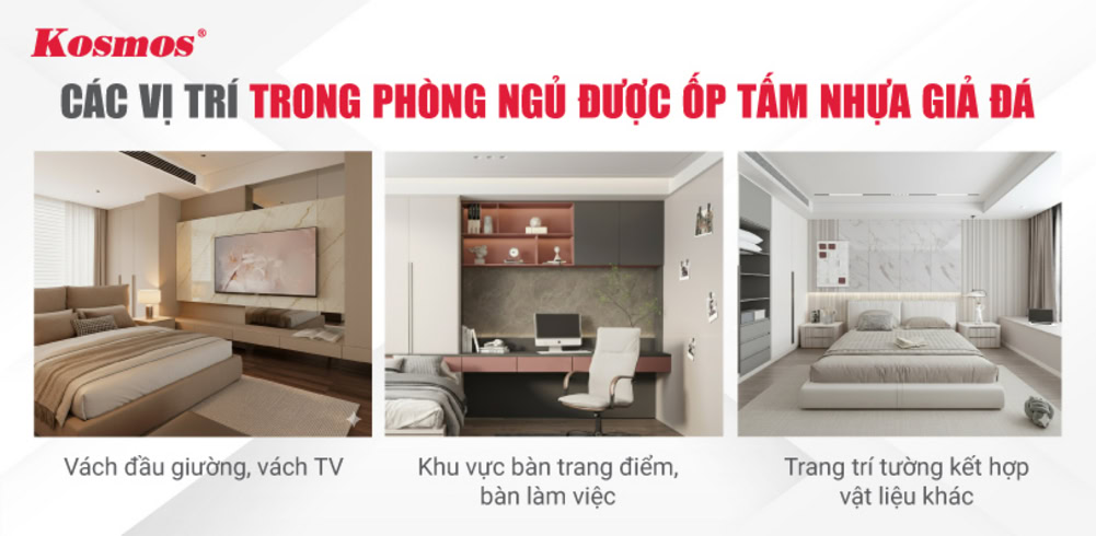 3 vị trí phổ biến trong phòng ngủ được ốp tấm nhựa giả đá
