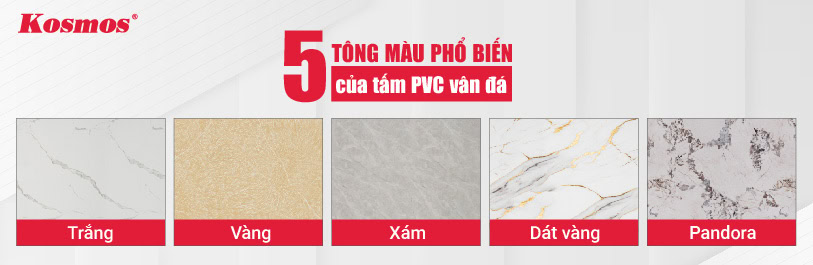 5 tông màu phổ biến của tấm PVC vân đá