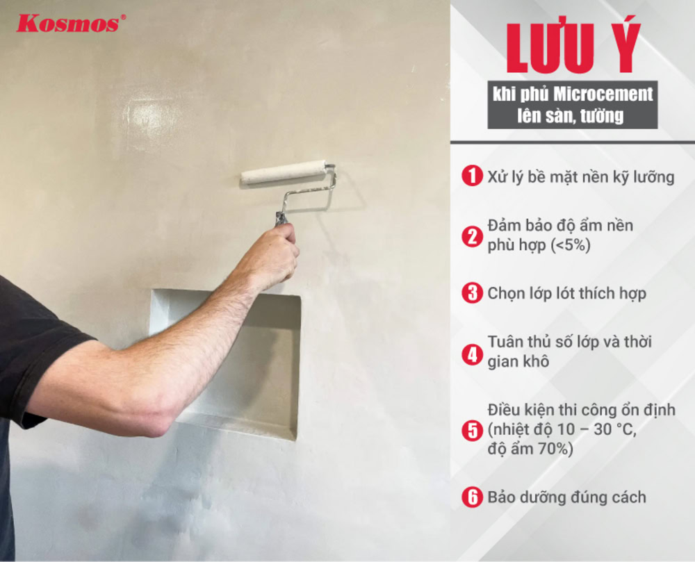 6 lưu ý khi thi công và sử dụng lớp phủ Microcement