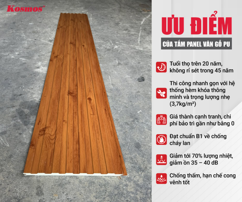 6 ưu điểm nổi bật của panel lõi PU vân gỗ