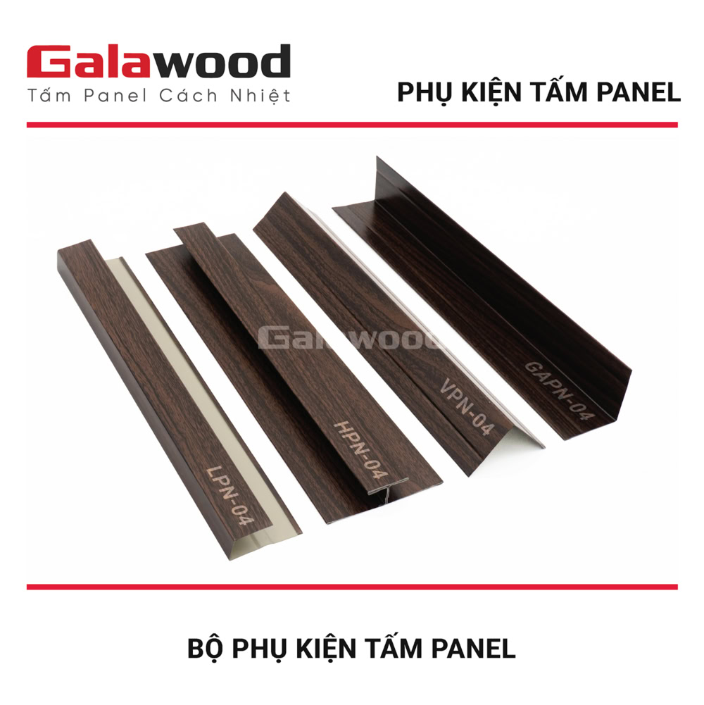 Bộ nẹp Panel màu nâu walnut mặt bóng 04 Bộ nẹp Panel màu nâu walnut mặt bóng 04