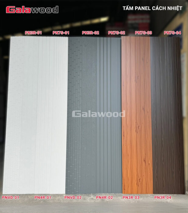 Các mẫu tấm panel tôn xốp PU cách nhiệt Galawood bền đẹp, chất lượng